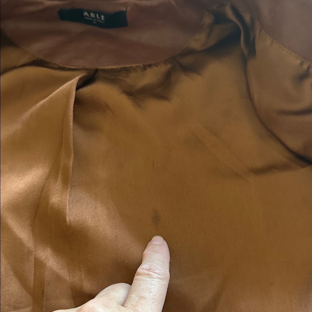 ABLE Maha Soft Lamb Leather Jacket XS in Whiskey Brown Cropped Moto Zipper Cuffs - Picture 10 of 16